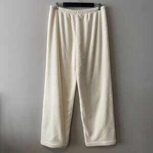 Women's Cozy Fuzzy Fleece Off White Pajama Pants